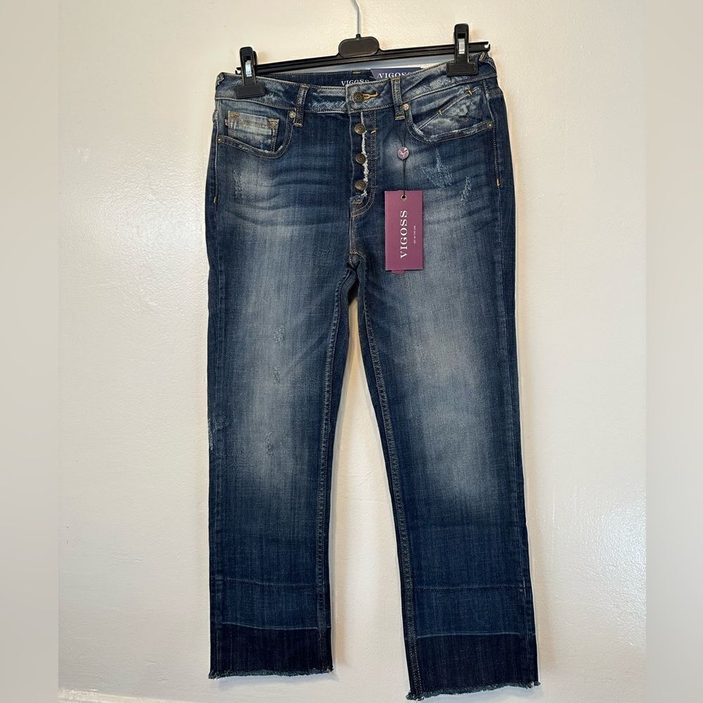Vigoss the  Jagger straight crop premium jeans mid rise in blue size 29(7/8)